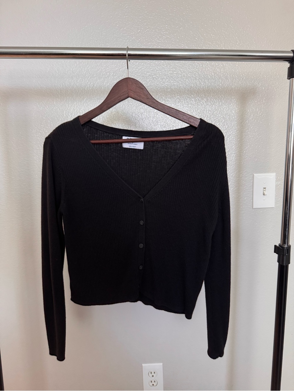 Old Navy Black Ribbed Button-Front Cardigan